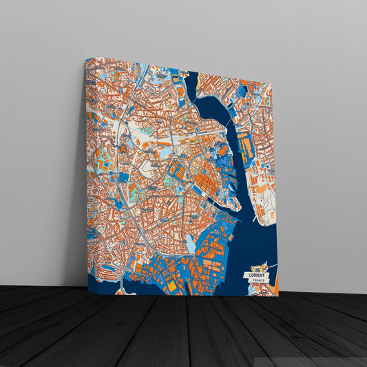 Lorient France Colorful City Map Canvas Print