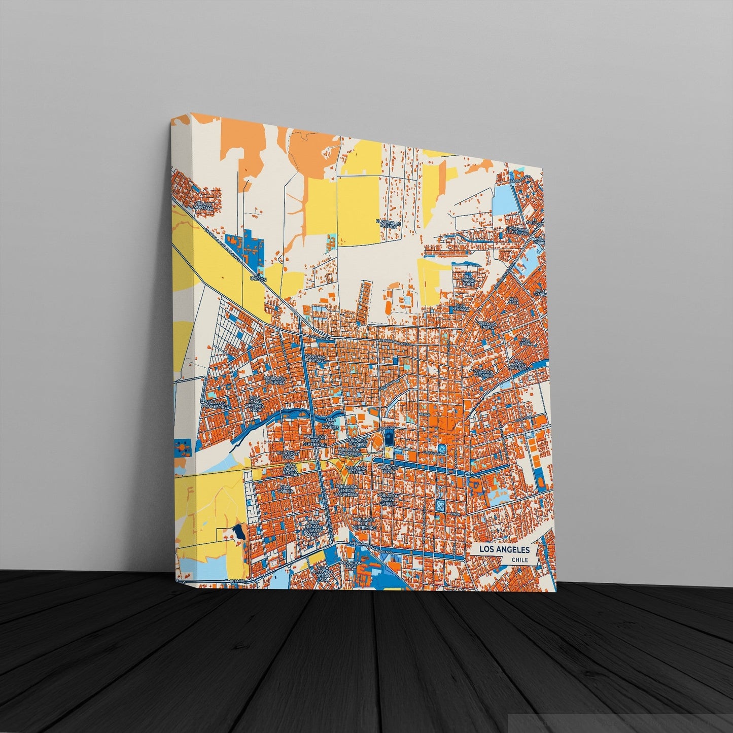Los Angeles Chile Colorful City Map Canvas Print