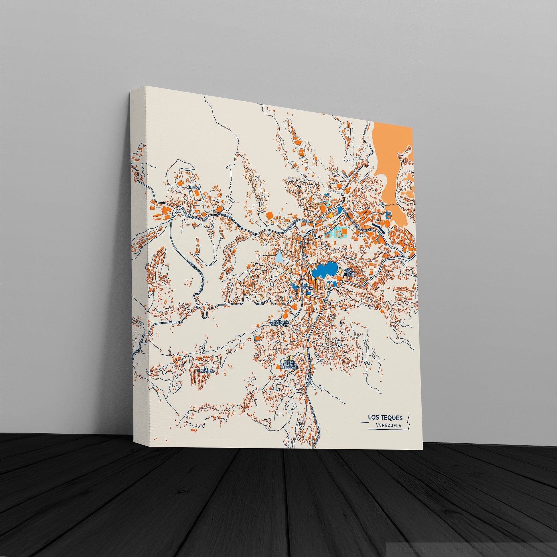 Los Teques Venezuela Colorful City Map Canvas Print