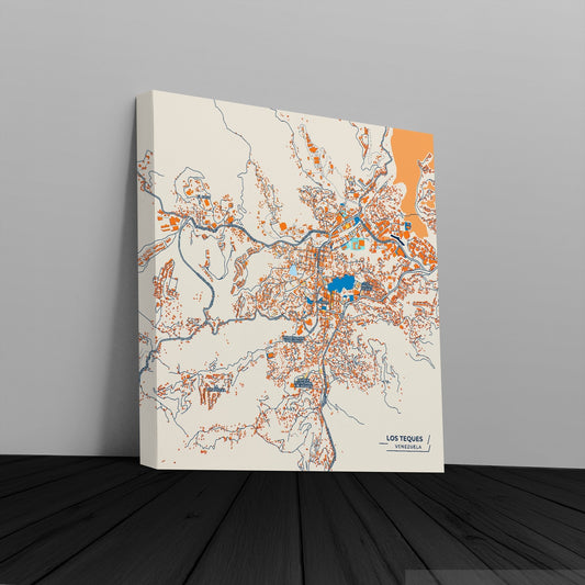 Los Teques Venezuela Colorful City Map Canvas Print