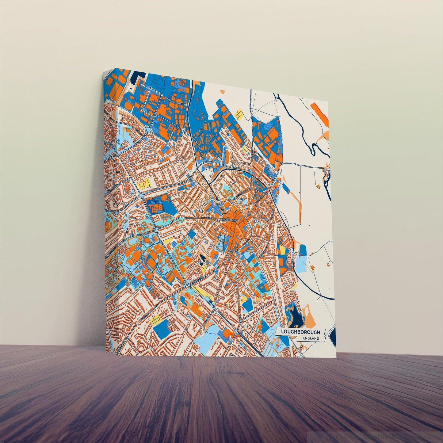 Loughborough England Colorful City Map Canvas Print