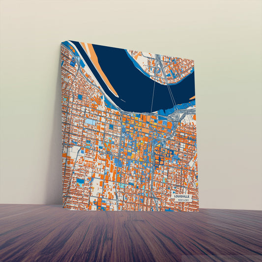 Louisville Kentucky Colorful City Map Canvas Print