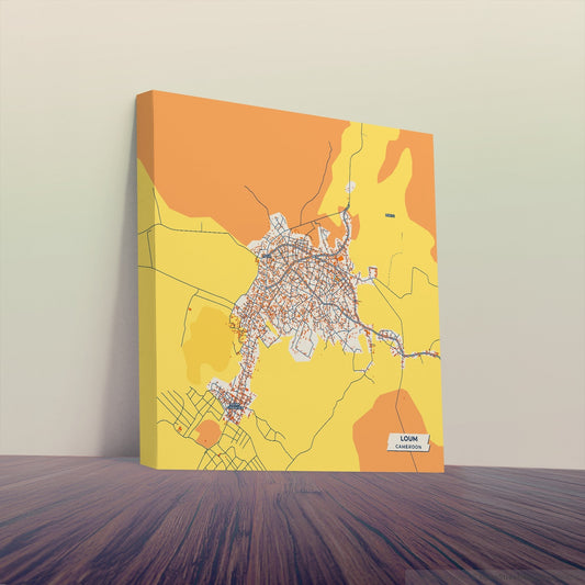 Loum Cameroon Colorful City Map Canvas Print