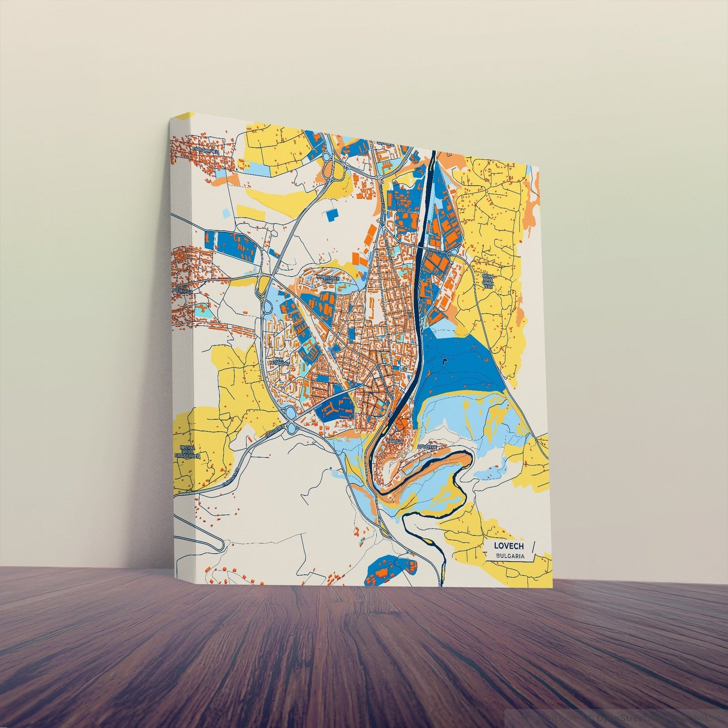 Ловеч Bulgaria Colorful City Map Canvas Print