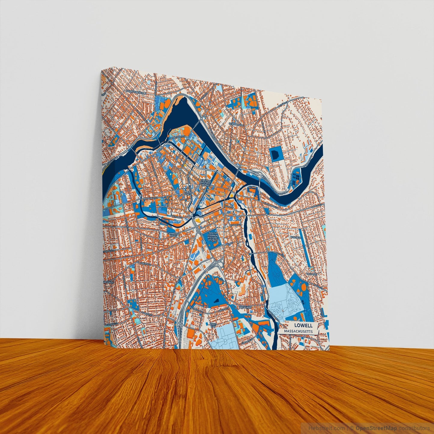 Lowell Massachusetts Colorful City Map Canvas Print