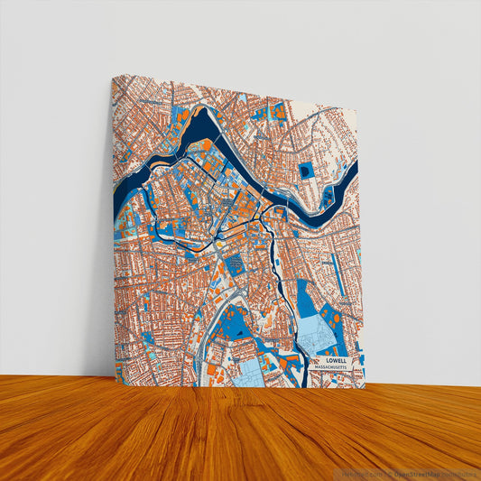 Lowell Massachusetts Colorful City Map Canvas Print