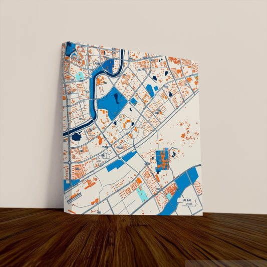 Lu An China Colorful City Map Canvas Print