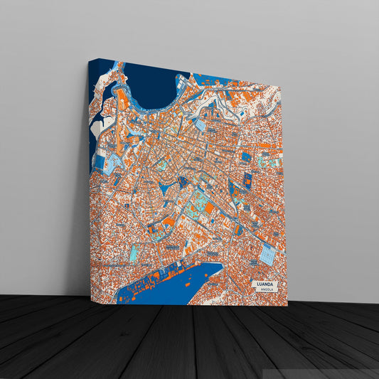 Luanda Angola Colorful City Map Canvas Print