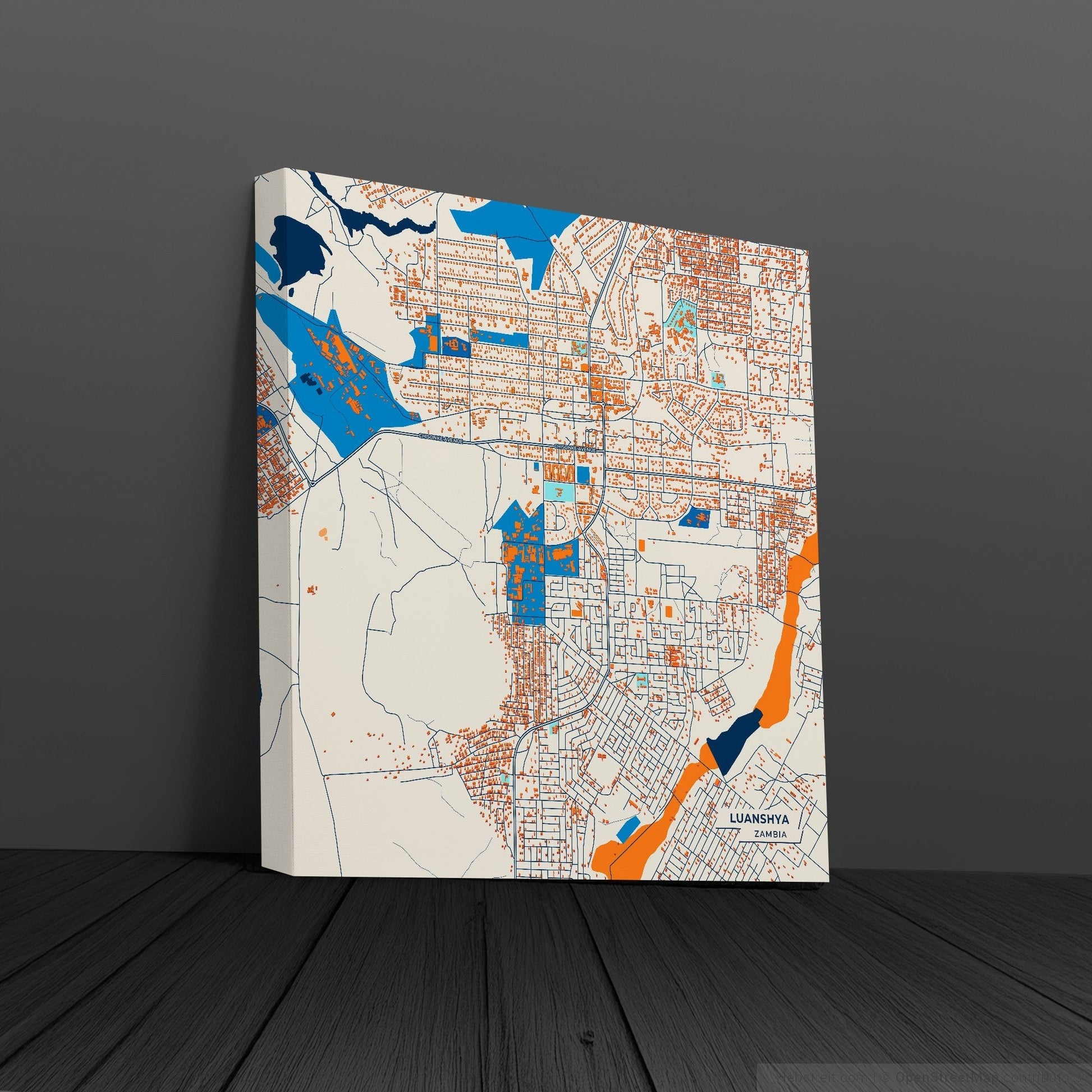 Luanshya Zambia Colorful City Map Canvas Print