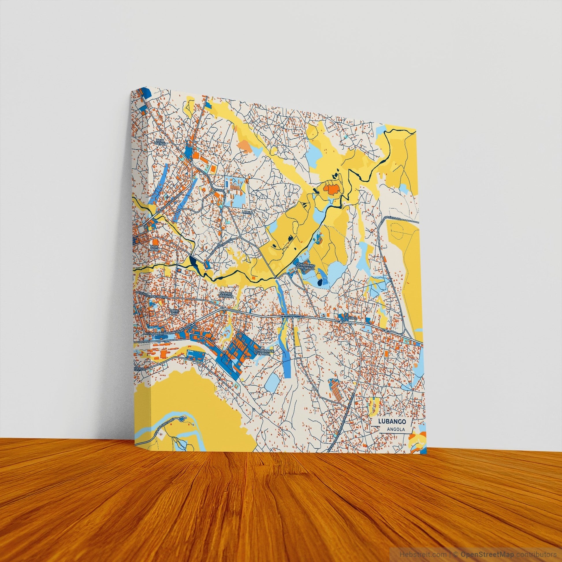 Lubango Angola Colorful City Map Canvas Print