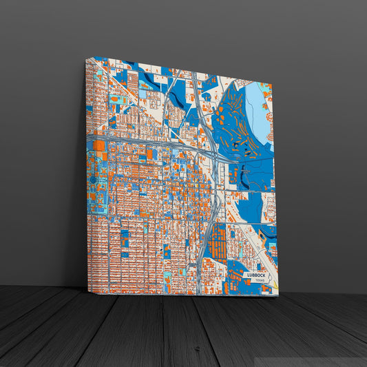 Lubbock Texas Colorful City Map Canvas Print