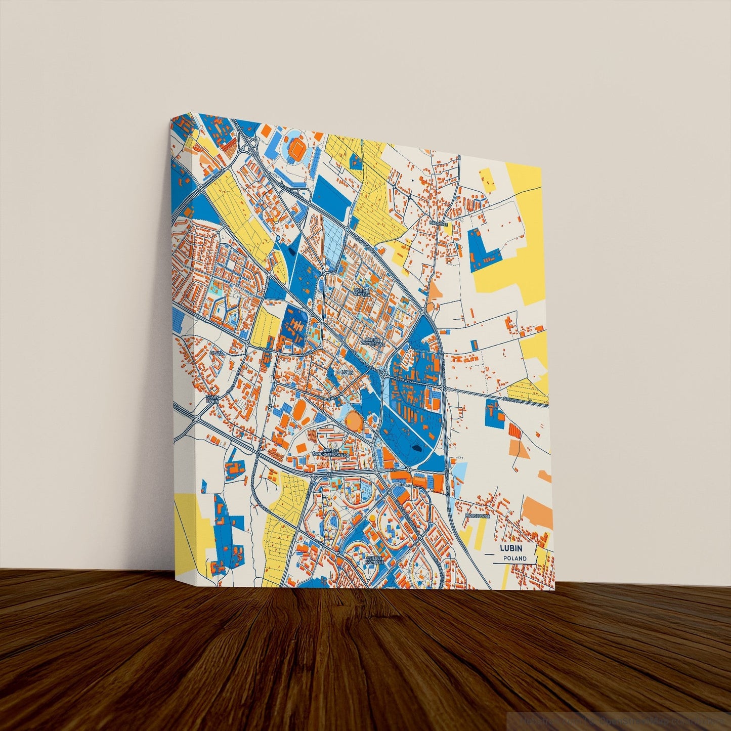 Lubin Poland Colorful City Map Canvas Print