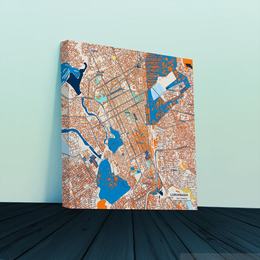 Lubumbashi Dr Congo Colorful City Map Canvas Print