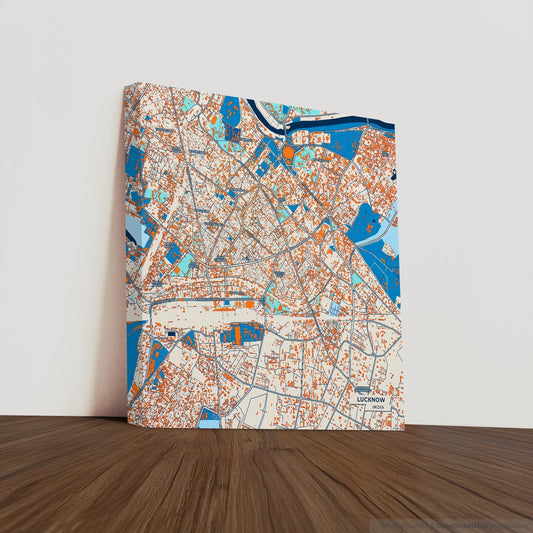 Lucknow India Colorful City Map Canvas Print