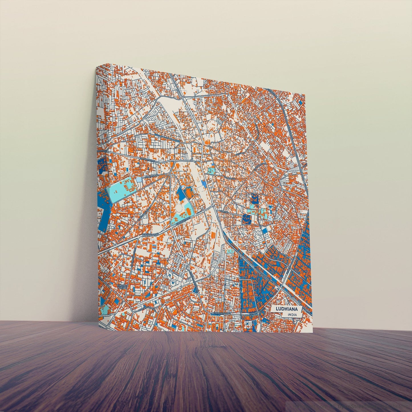 Ludhiana India Colorful City Map Canvas Print