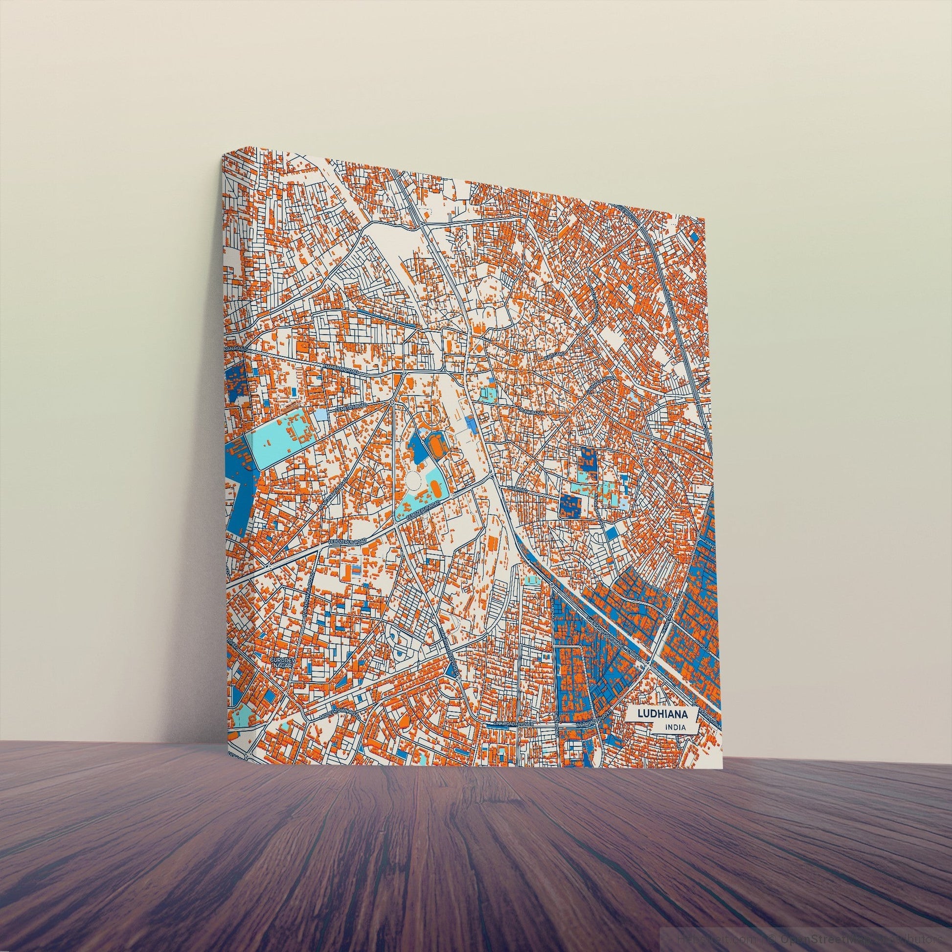 Ludhiana India Colorful City Map Canvas Print