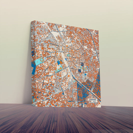Ludhiana India Colorful City Map Canvas Print