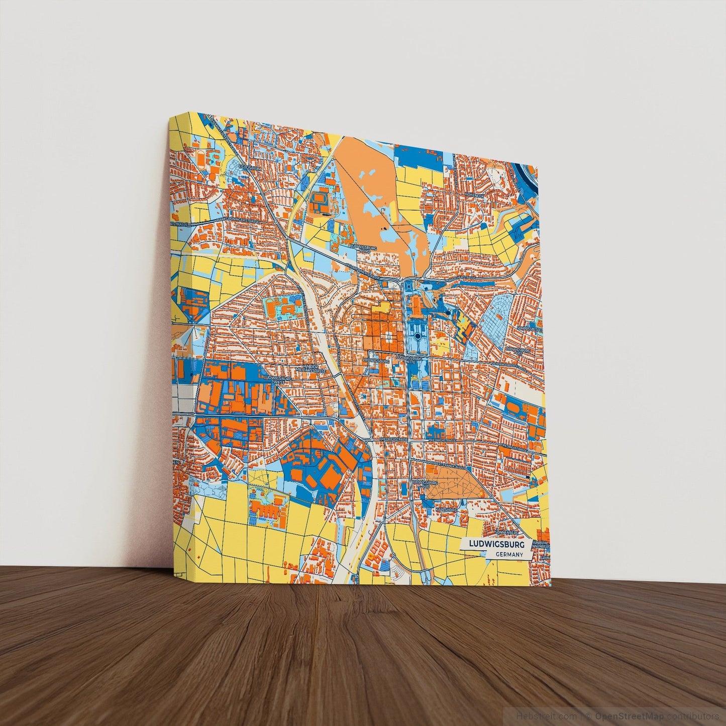 Ludwigsburg Germany Colorful City Map Canvas Print