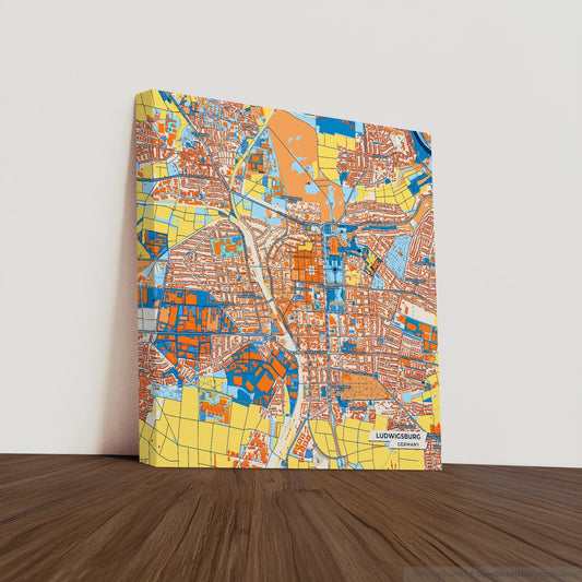 Ludwigsburg Germany Colorful City Map Canvas Print