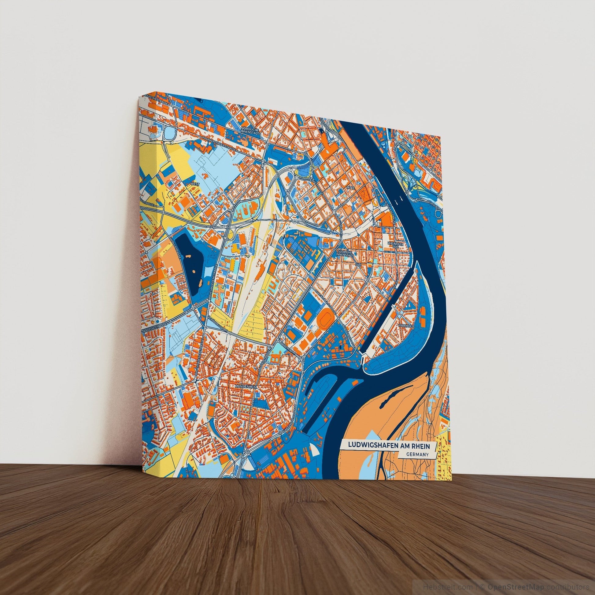 Ludwigshafen Am Rhein Germany Colorful City Map Canvas Print
