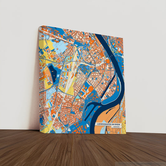 Ludwigshafen Am Rhein Germany Colorful City Map Canvas Print