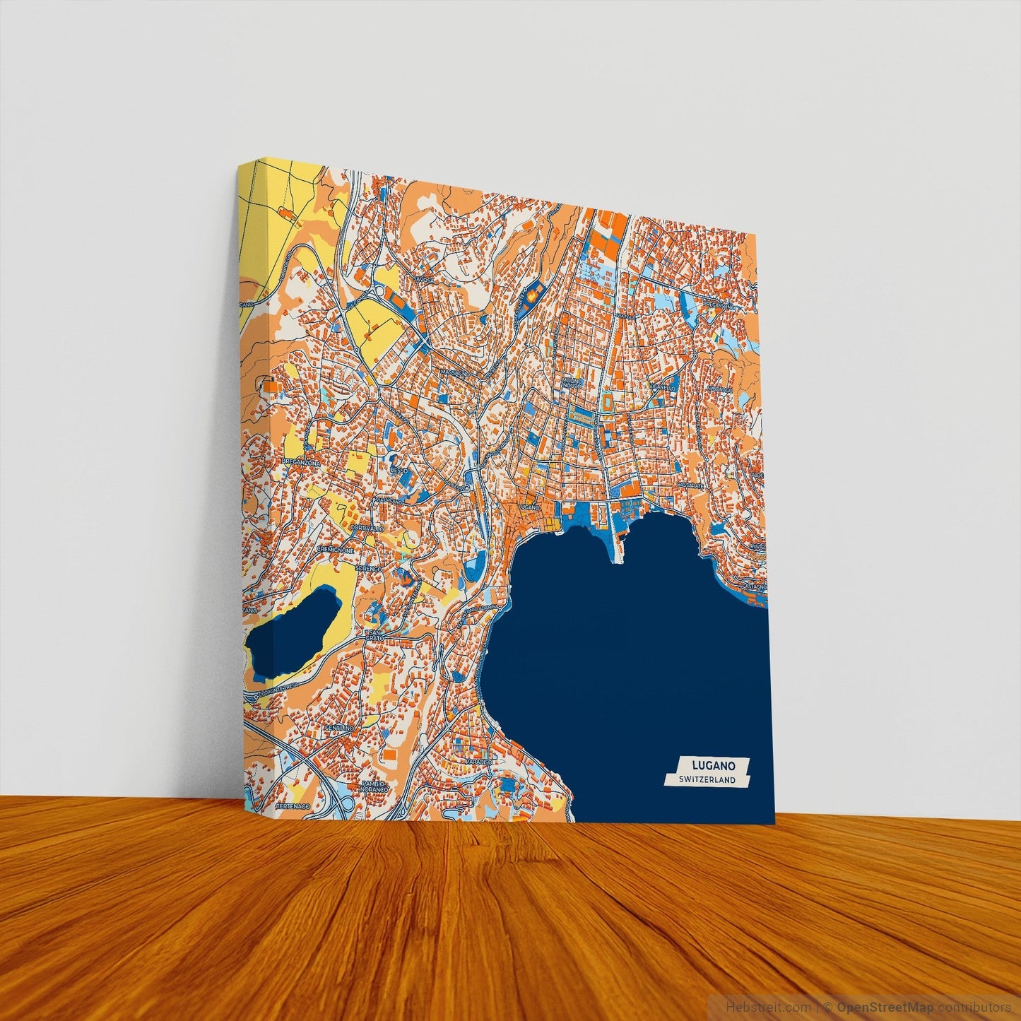 Lugano Switzerland Colorful City Map Canvas Print
