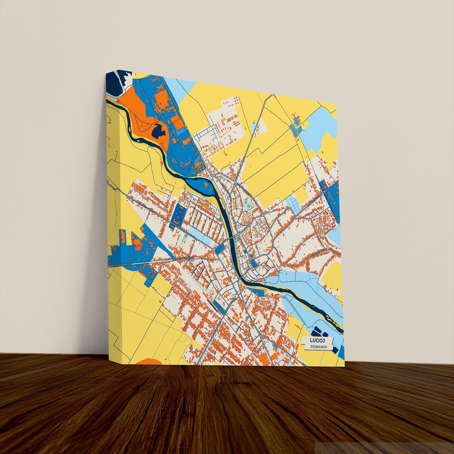 Lugoj Romania Colorful City Map Canvas Print