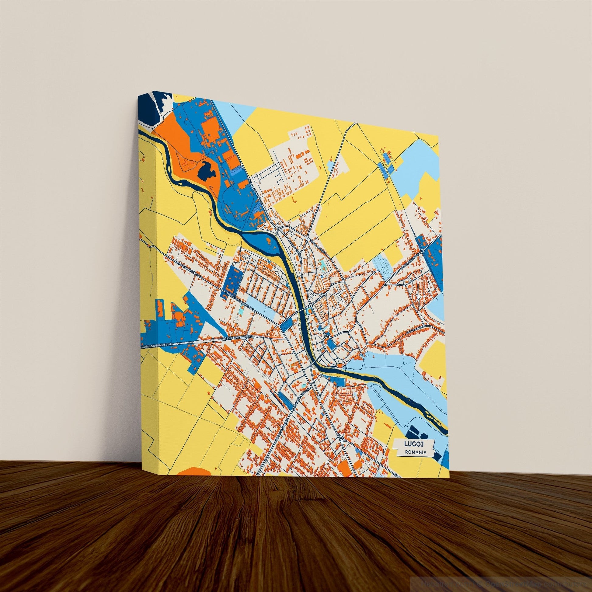 Lugoj Romania Colorful City Map Canvas Print