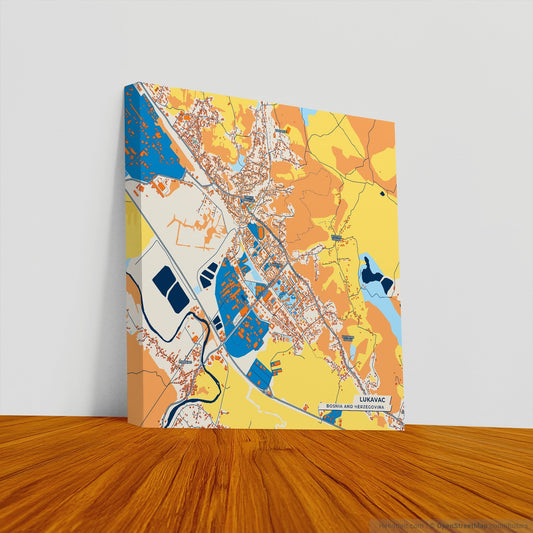 Lukavac Bosnia And Herzegovina Colorful City Map Canvas Print