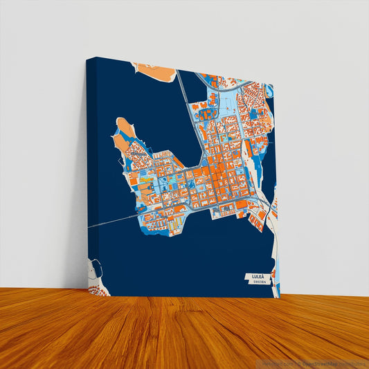 Luleå Sweden Colorful City Map Canvas Print