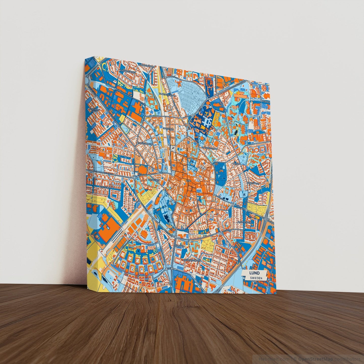 Lund Sweden Colorful City Map Canvas Print