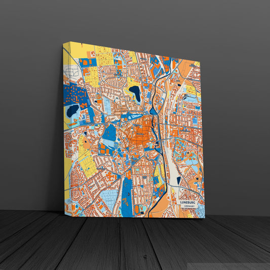 Lüneburg Germany Colorful City Map Canvas Print