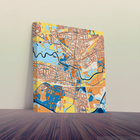 Lünen Germany Colorful City Map Canvas Print