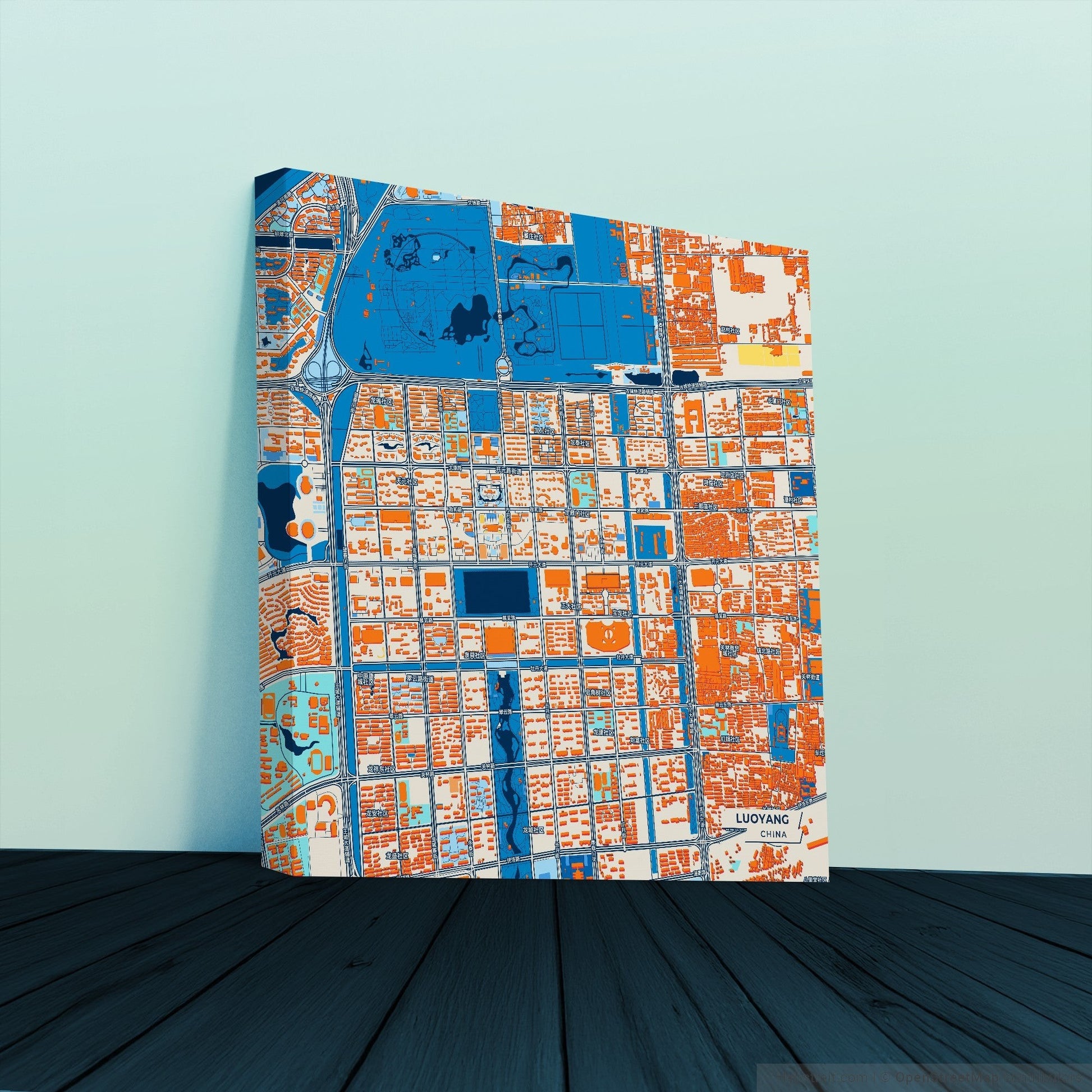 Luoyang China Colorful City Map Canvas Print