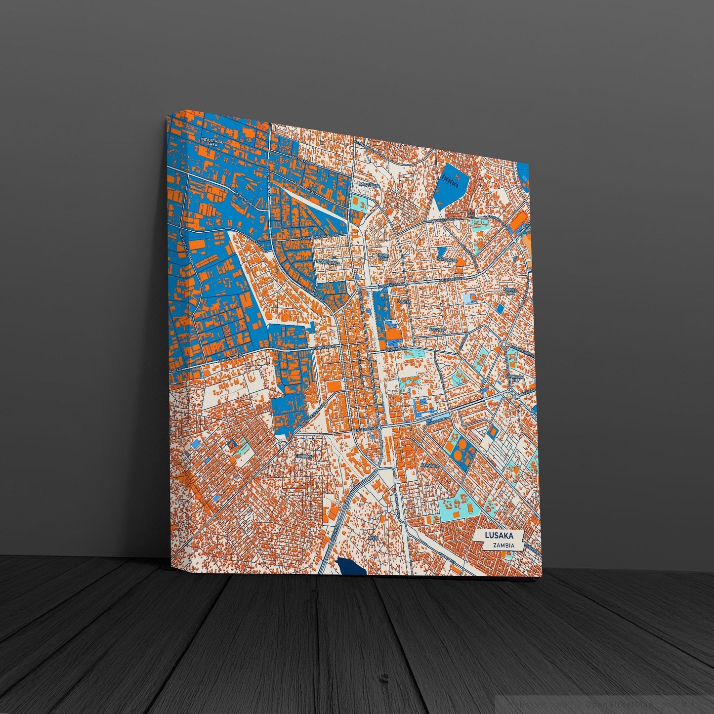 Lusaka Zambia Colorful City Map Canvas Print