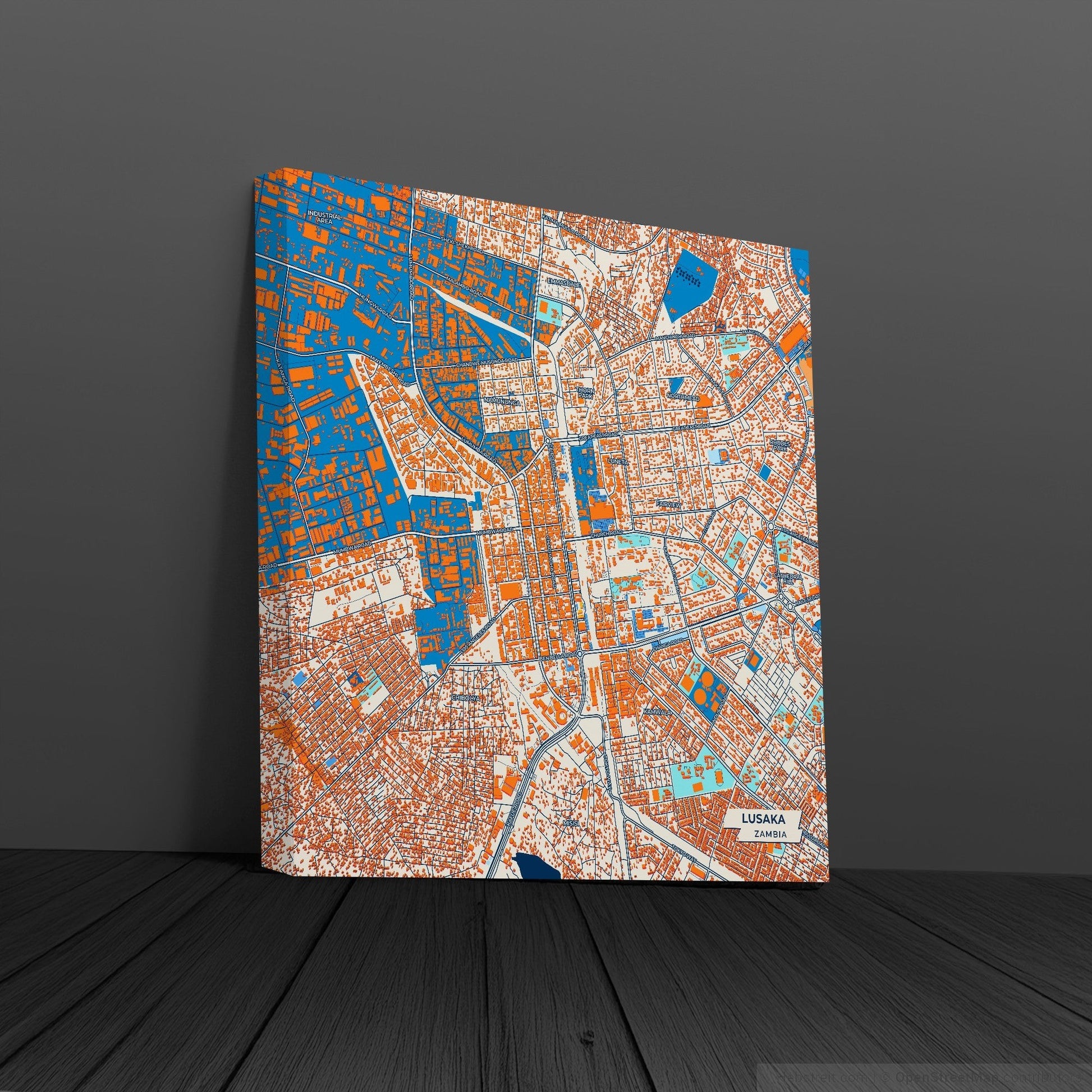 Lusaka Zambia Colorful City Map Canvas Print