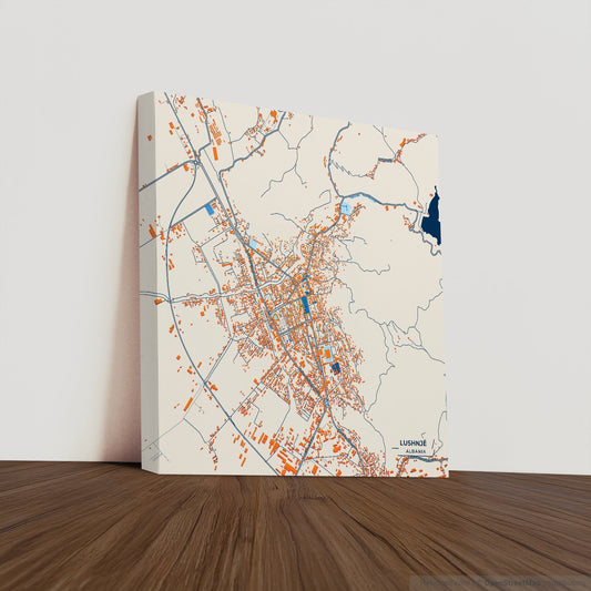 Lushnjë Albania Colorful City Map Canvas Print