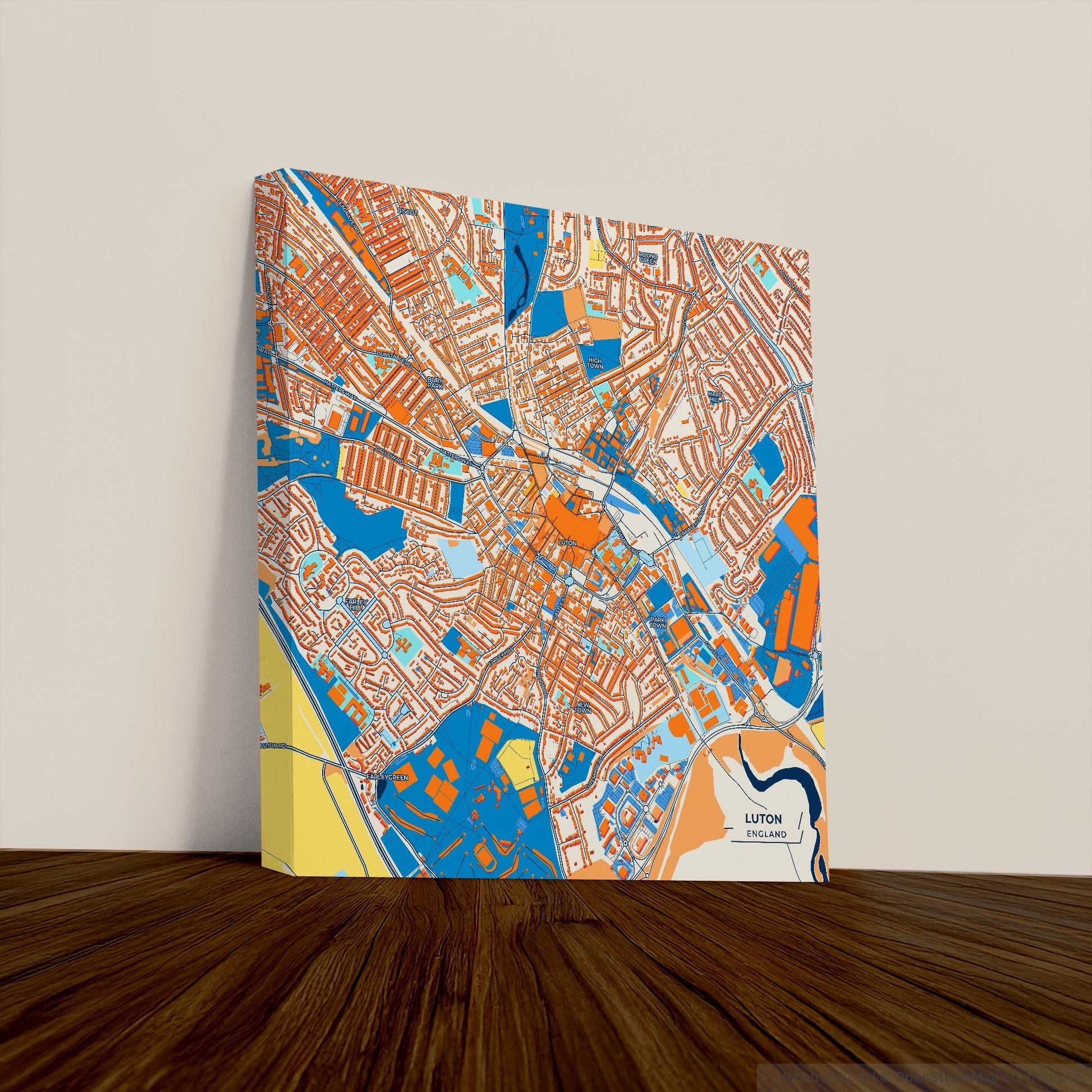 Luton England Colorful City Map Canvas Print