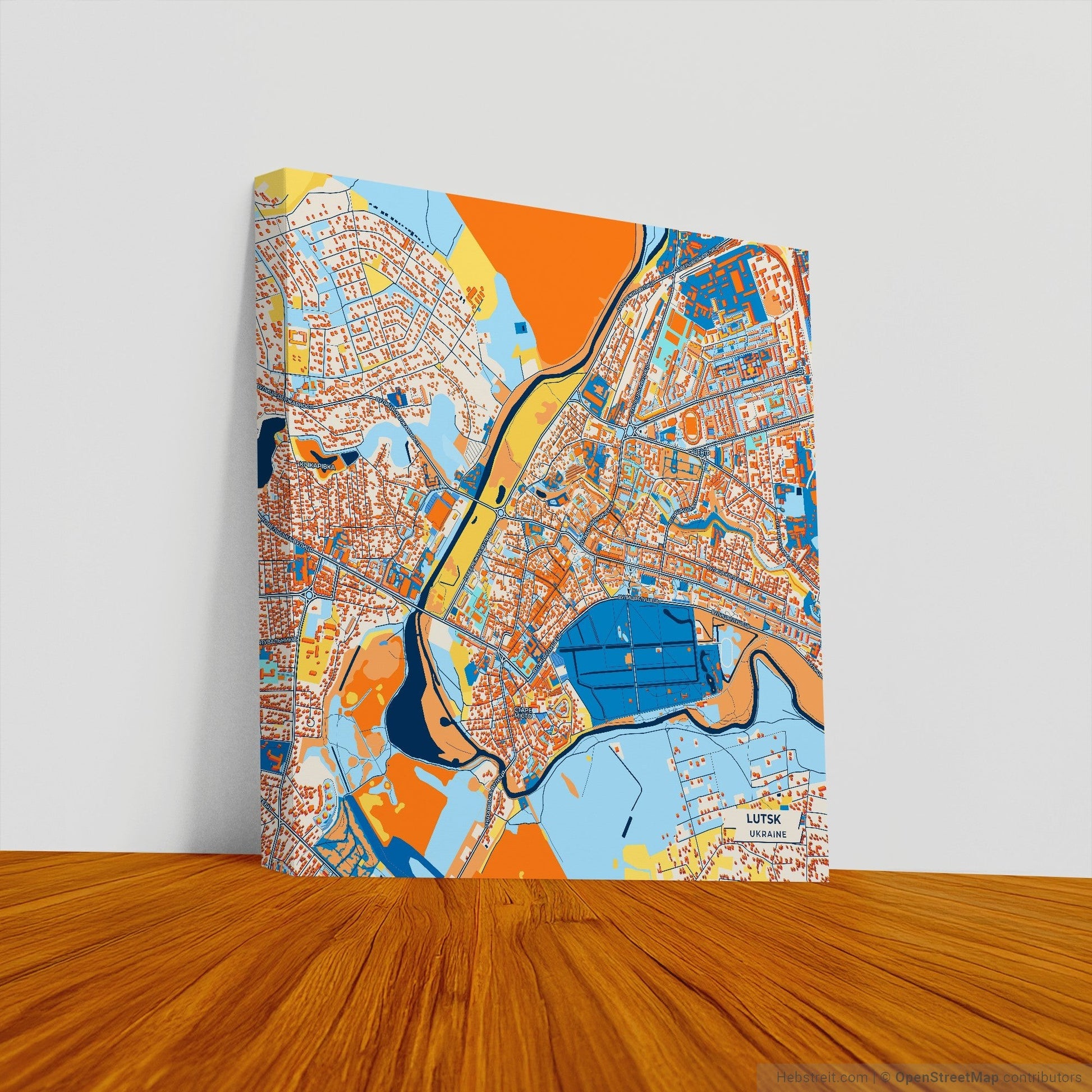 Луцьк Ukraine Colorful City Map Canvas Print
