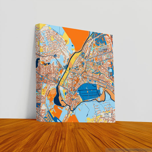 Луцьк Ukraine Colorful City Map Canvas Print
