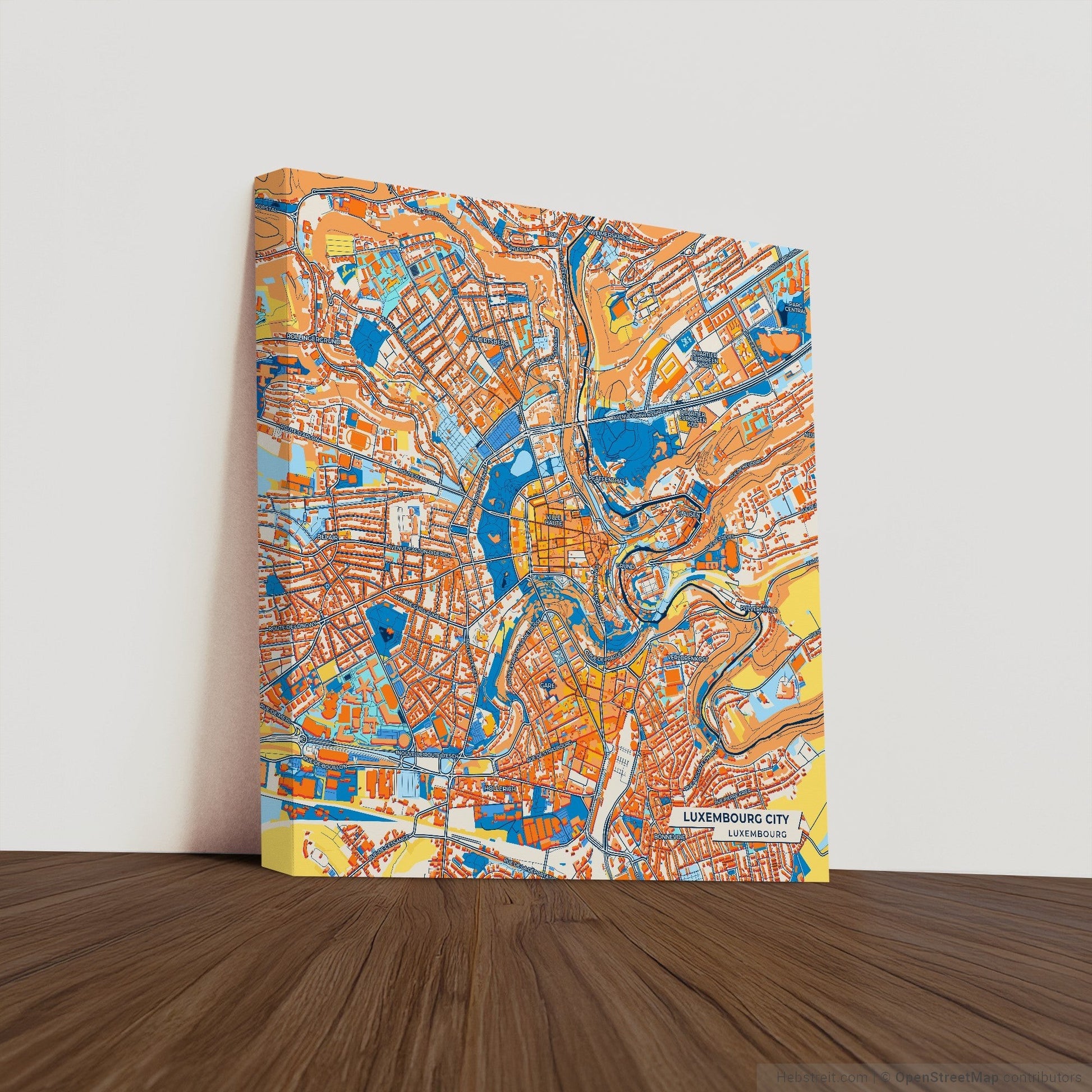 Luxembourg City Luxembourg Colorful City Map Canvas Print
