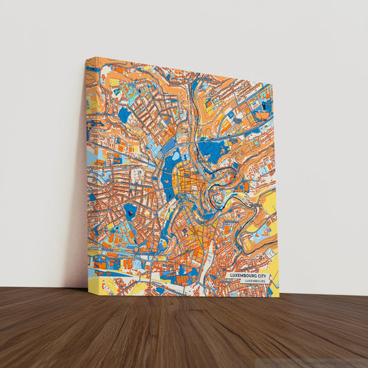 Luxembourg City Luxembourg Colorful City Map Canvas Print