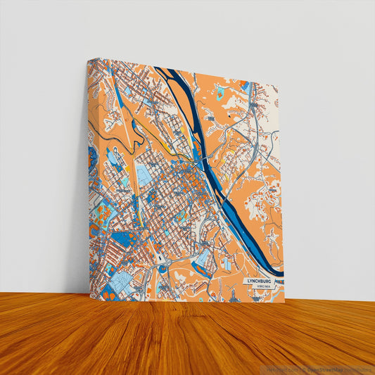 Lynchburg Virginia Colorful City Map Canvas Print