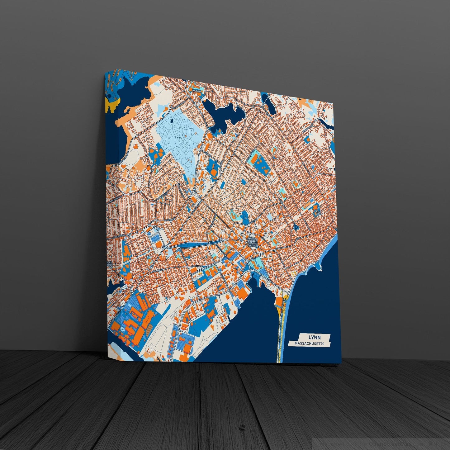 Lynn Massachusetts Colorful City Map Canvas Print