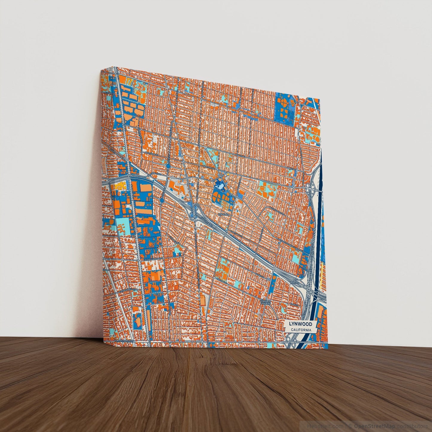 Lynwood California Colorful City Map Canvas Print