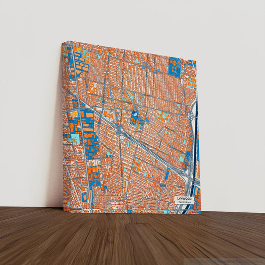 Lynwood California Colorful City Map Canvas Print