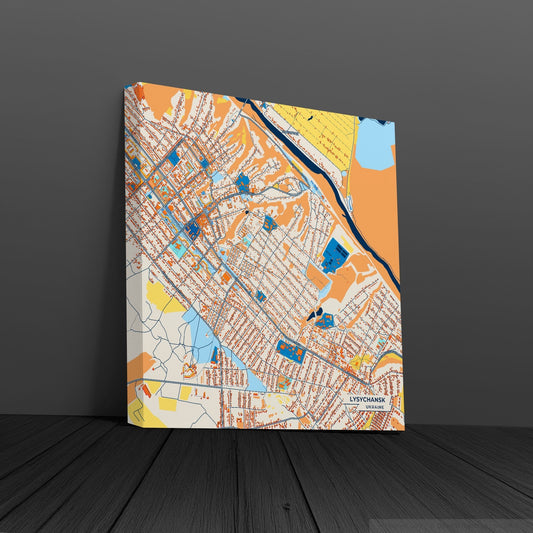 Лисичанськ Ukraine Colorful City Map Canvas Print