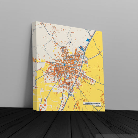 Maarat Al-Numaan Syria Colorful City Map Canvas Print