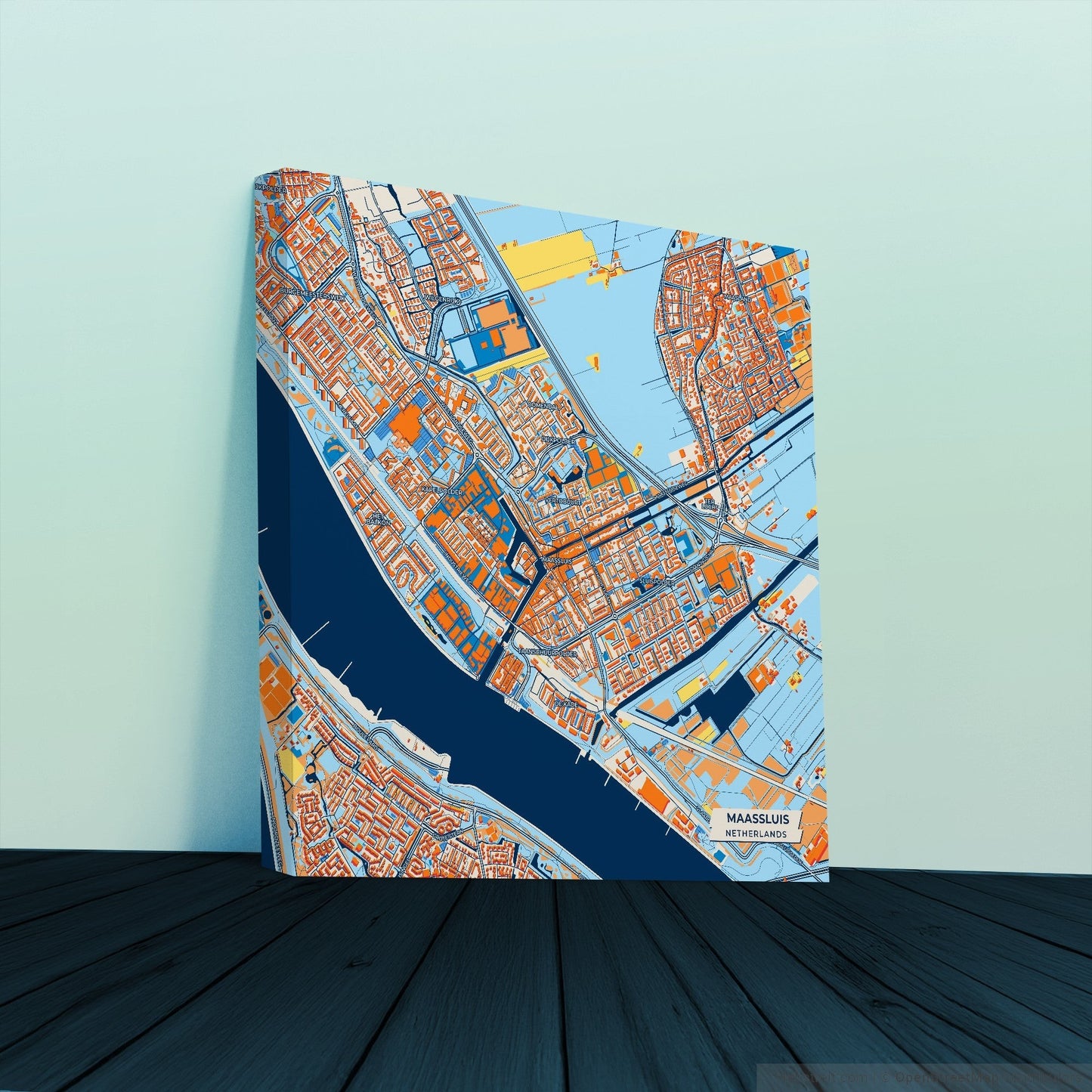 Maassluis Netherlands Colorful City Map Canvas Print