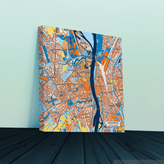 Maastricht Netherlands Colorful City Map Canvas Print